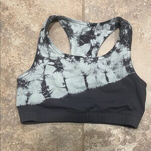 Electric & Rose Black and Gray Tie-Dye Sports Bra